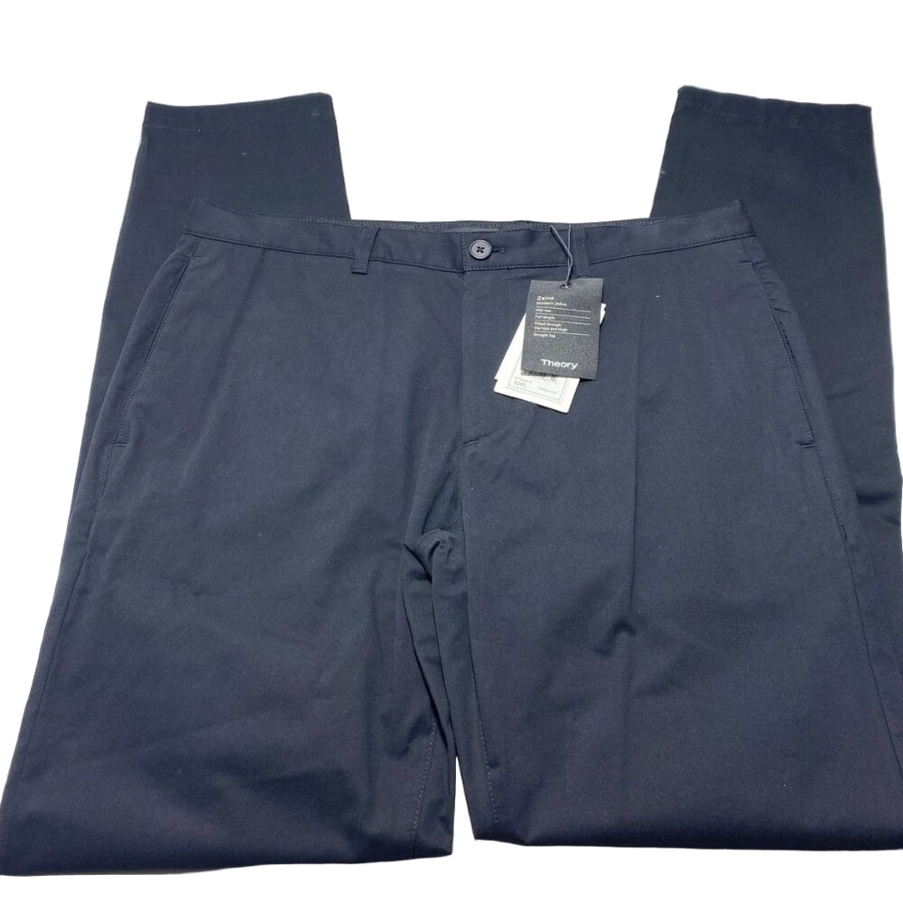 NEW THEORY Men's Zaine P 2 Atlas Twill Pants Black Size 33 | Straight Leg Mid